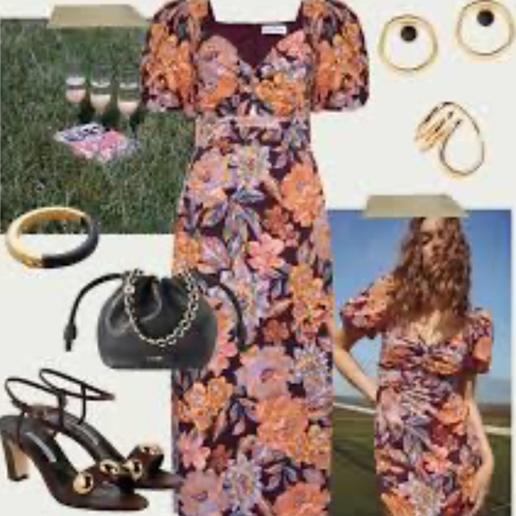 HUNTER BELL- Fergie dress, Floral Puff Sleeve Maxi Dress NWT - Picture 5 of 5